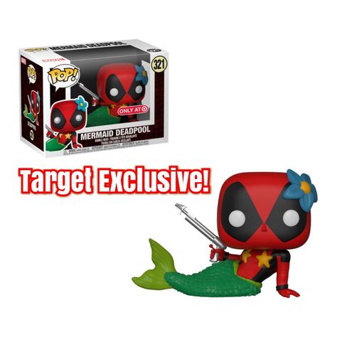 FUNKO POP! Marvel: Deadpool Playtime - Deadpool Mermaid #321 Collectible Vinyl Bobble-Head Figure Target Exclusive Deadpool Funko Pop, Deadpool Pop, Игрушки Funko Pop, Funko Pop Display, Funko Pop Exclusives, Pop Figurine, Funko Pop Dolls, Funk Pop, Funko Pop Toys