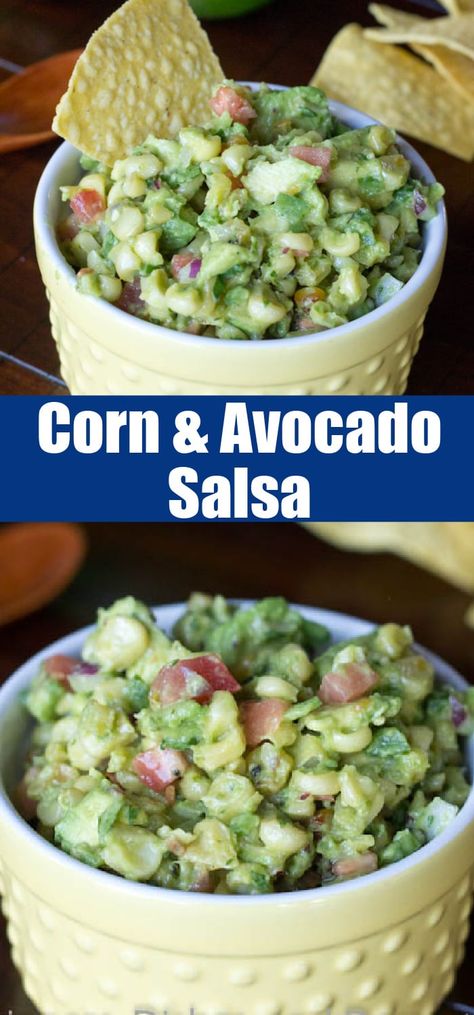 In this easy Roasted Corn & Avocado Salsa, sweet roasted corn and creamy avocado combine with fresh flavors of tomato, lime, and cilantro. Roasted Avocado, Avocado Corn Salsa, Salsa Avocado, Chocolate Chip Zucchini Bread, Corn Avocado, Green Salads, Salsa Recipes, Corn Salsa, Street Tacos