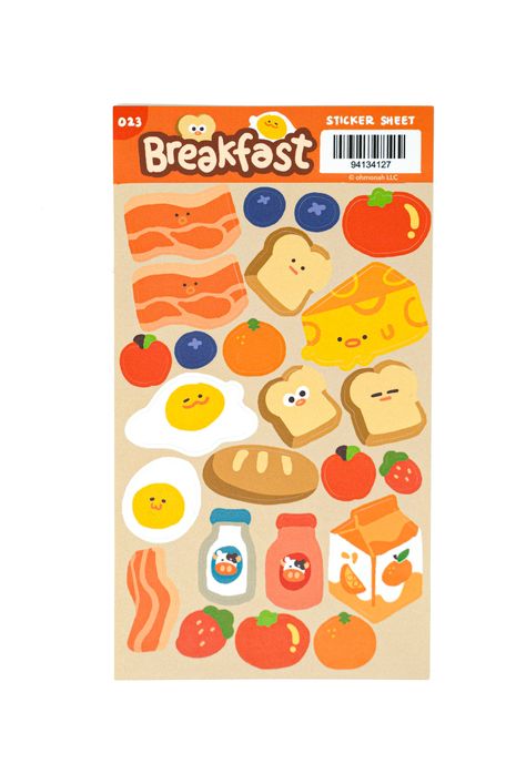 'BREAKFAST' Sticker sheet 8.6 cm x 13.12 cm sticker sheet 10+ stickers within a sticker sheet Smooth matte finish Kiss cut sticker Social: Check out @ohmonah on twitter and instagram for more updates!Designed by Ohmonah Stickersheet Aesthetic, Breakfast Stickers, Sticker Food, Design Stickers, Cute Food Stickers, Sticker Sheet Design, Cute Sticker Sheets, Stickers Sheet, Sticker Sheet Ideas