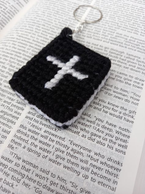 Coming soon! Pre-order by emailing: Erebunicrafts@gmail.com Christian Crochet Projects, Christian Crochet Ideas, Crochet Projects For Men Gifts, Crochet Cross Keychain Pattern Free, Bible Crochet, Crochet Christian, Crochet Christian Gifts, Crochet Bible Keychain, Crochet Keychain For Men