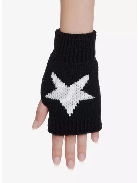 Black & White Star Knit Fingerless Gloves, Shark Crochet, Lace Leg Warmers, Black Fingerless Gloves, Cable Knit Leg Warmers, Lace Fingerless Gloves, Christmas Beanie, Star Clothing, Black And White Stars, Knit Leg Warmers