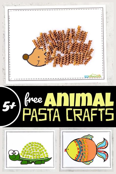 Looking for a clever, unique animal craft for kids? These animal crafts are made with dyed pasta and our free animal printables for toddler, preschool, pre-k, kindergarten, and first graders to work on fine motor skills while having fun. Children will enjoy creating these zoo animal crafts featuring a lion, hedgehog, snake, fish, and more! Simply print pdf file with template and get making some amazing pasta crafts! Rainbow Fish Activities, Habitat Activities, Rainbow Fish Crafts, Pasta Crafts, Zoo Crafts, Zoo Animal Crafts, Hedgehog Craft, Pasta Art, Fish Activities