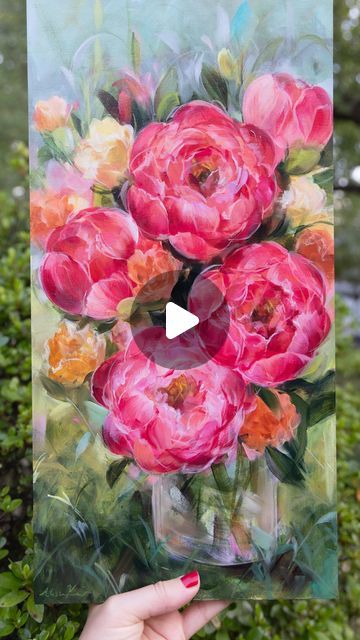 Alissa Kari, Coral Charm Peony, Painting Process, The Flowers, Flower Painting, Peonies, Acrylic Painting, Coral, Paintings