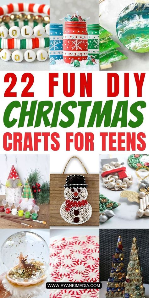 Get inspired with creative Christmas crafts for teenagers that make great DIY gifts and holiday decor. These fun projects include everything from handmade ornaments to festive wall art, letting teens express their holiday style with unique, handmade Christmas creations. Christmas Arts And Crafts For Middle School, Easy Group Christmas Crafts For Women, Advanced Christmas Crafts, Christmas Crafts High School, Crafts For Teens Christmas, Christmas Craft For Adult, Fun Winter Crafts For Adults, Christmas Ornaments For Teens To Make, Ornaments For Teens To Make