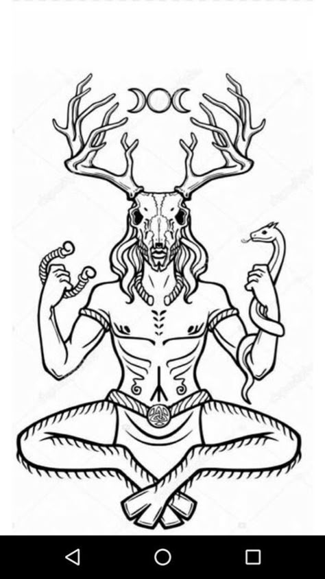 Pagan Drawings, Horned God Tattoo, Cernunnos Tattoo, Shaman Tattoo, Shaman Art, Herne The Hunter, Animal Stencil Art, The Horned God, Magnolia Tattoo