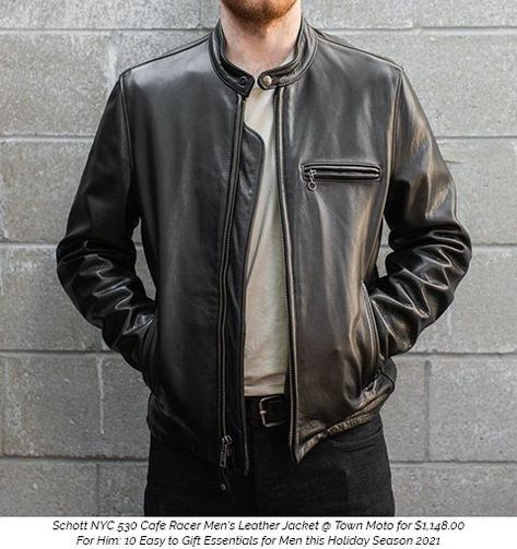 Lifestyle image of Schott NYC 530 Cafe Racer Mens Leather Jacket in Black from Town Moto's Holiday Gift Guide for Men Schott Jacket, Racer Leather Jacket, Leather Riding Jacket, Man Cafe, Cafe Racer Leather Jacket, Black Leather Jacket Men, Racer Motorcycle, Mens Leather Coats, Cafe Racer Style