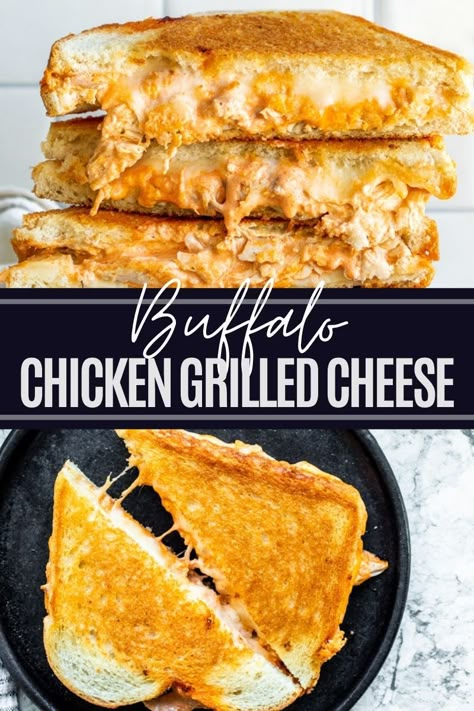 Buffalo Chicken Grilled Cheese Recipes, Diced Chicken Sandwich Recipes, Food To Cook For Lunch, Buffalo Chicken Dip Grilled Cheese, Buffalo Rotisserie Chicken Recipes, Leftover Chicken Lunch Ideas, Buffalo Chicken Grilled Cheese Sandwich, Buffalo Grilled Cheese, Easy Lunches For One