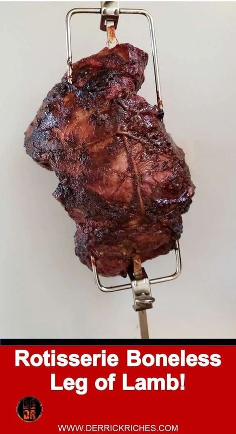 Rotisserie Leg of Lamb Boneless Leg Of Lamb Recipes Grilled, Rotisserie Lamb Roast, Rotisserie Leg Of Lamb Recipes, Lamb Rotisserie Recipe, Rotisserie Ideas, Leg Of Lamb Marinade, Lamb Leg Roast Recipes, Rotisserie Lamb, Grilled Lamb Recipes