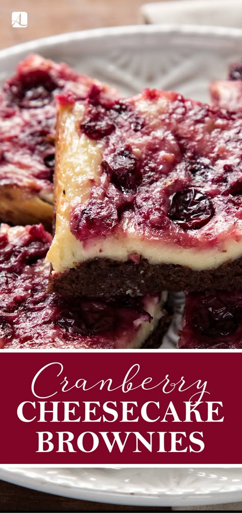 Cranberry Brownies, Cranberry Cheesecake Bars, Baked Bars, Holiday Cheesecake, Cheesecake Swirl Brownies, Cheesecake Brownies Recipe, Cranberry Cheesecake, Cream Cheese Brownies, Cranberry Cream Cheese