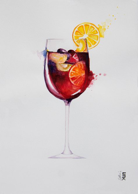 Art Alcohol Markers, Photoshop Lessons, Journal Techniques, Copic Marker Art, Watercolor Birthday Cards, Inspiration Painting, Apartment Art, Wine Glass Art, Watercolor Paintings For Beginners