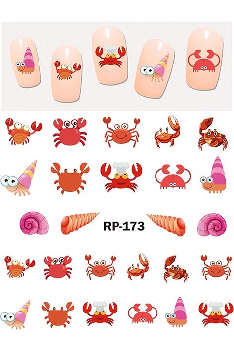 Cute Crab Nail Art Stickers Water Transfer Decals Decorations DIY (01) Cartoon Dolphin, Nails Inspiration Summer, Dolphin Fish, Finger Nail Art, Hermit Crab, Nail Sticker, Beauty Nail, Heart Nails, Nail Art Stickers