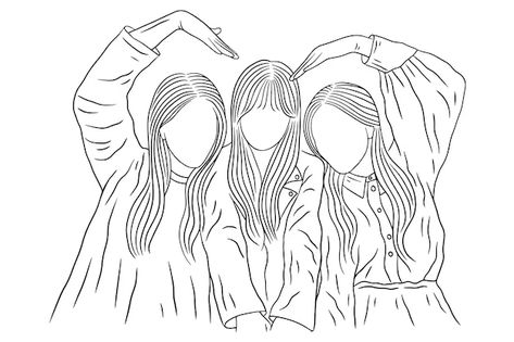 Love Line Art, Girl Best Friend, Friends Sketch, Anime Lineart, Friend Love, Funny Animated Cartoon, Diy Birthday Gifts For Friends, Faceless Portrait, Meaningful Drawings