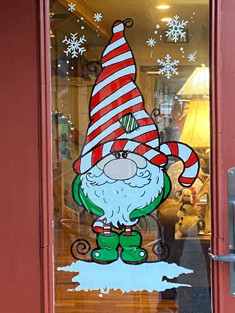 Elf Window Painting, Christmas Window Painting Colorful, Xmas Window Painting Ideas, Grinch Window Painting, Easy Window Painting Ideas, Winter Window Painting, Christmas Window Painting Easy, Christmas Window Art Ideas, Christmas Window Painting Ideas