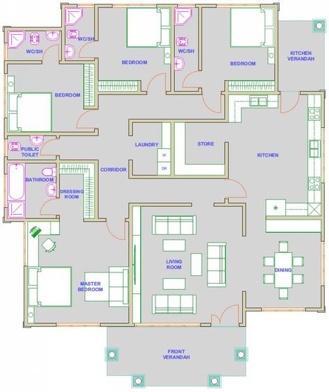 Bungalow House Floor Plans, 4 Bedroom House Designs, Small Modern House Plans, Modern House Floor Plans, Bungalow Floor Plans, Bungalow Style House Plans, Affordable House Plans, House Floor Design, Building House Plans Designs