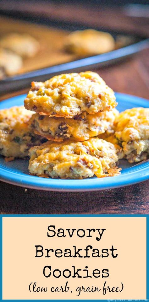 Breakfast Cookies Low Carb, Low Carb Breakfast Recipes, Thm Recipes, Low Carb Eating, Breakfast On The Go, Paleo Breakfast, Breakfast Cookies, Savory Breakfast, Low Carb Breakfast