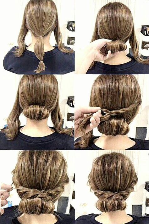 Cute Simple Hairstyles, Simple Wedding Hairstyles, Peinados Fáciles Para Cabello Corto, Penteado Cabelo Curto, Blonde Bobs, Braided Updo, Stylish Hair, Hair Dos, Hair Updos