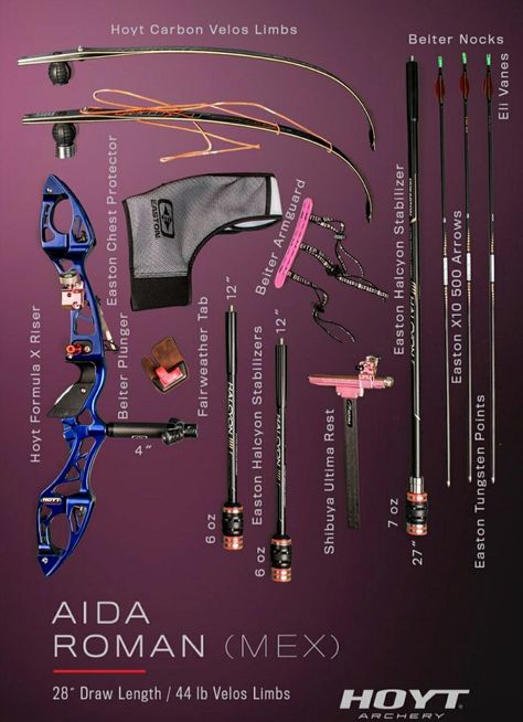 Aida Roman Hoyt archery gear Olympic Archery Aesthetic, Archery Aesthetic Modern, Recurved Bow, Olympic Recurve Bow, Olympic Archery, Hoyt Archery, Archery Aesthetic, Archery Lessons, Archery Training