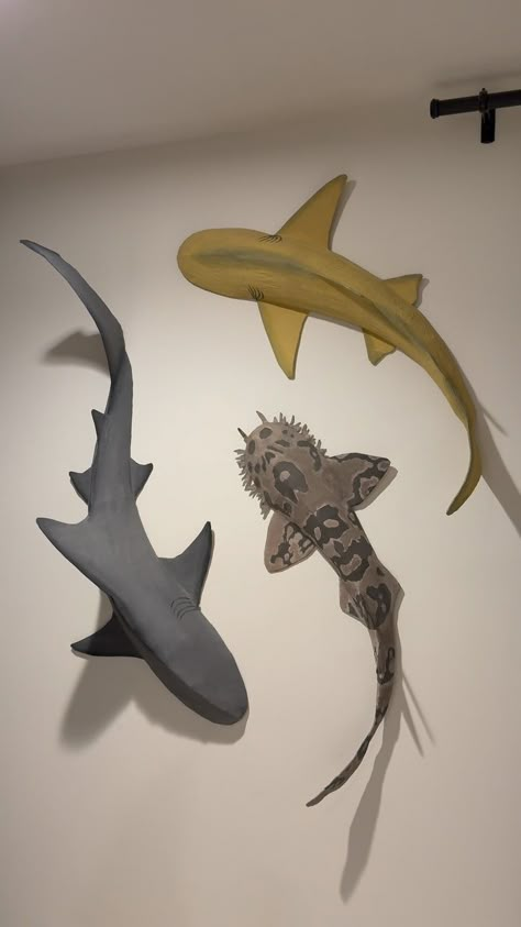 Drew | what is your favorite shark? #artist #cardboardcrafts #whaleshark #hawaii #moana | Instagram Shark Out Of Cardboard, 3d Shark Craft, Shark Paper Mache, Shark Template, Cardboard Shark, Cardboard Craft, Shark Themed Bedroom, Jellyfish Craft, Paper Mache Animals