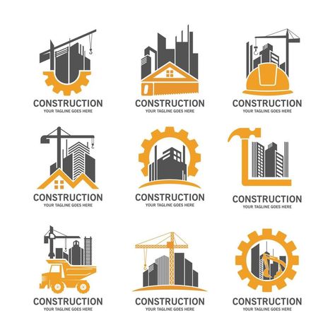 Construction Company Logo Set Logo Design For Construction Company, Logo Design Construction Company, Construction Company Logo Design Ideas, Building Logo Construction, Engineering Company Logo, Construction Logo Ideas, Trade Logo, Construction Company Logo, Management Logo