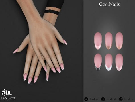 The Sims Resource - Geo Nails Rounded Manicure, Emo Aesthetic Makeup, Cute Emo Aesthetic, Sims4 Lookbook, Cc Nails, Sims 4 Cc Accessories, Sims 4 Nails, Halloween City, Sims 4 Tattoos