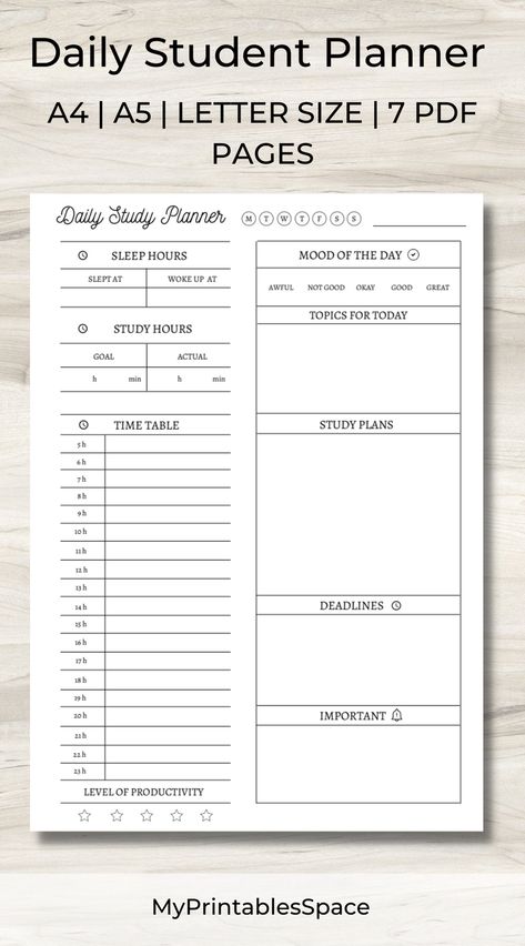 Subject Wise Study Planner, Daily To Do List Ideas For Students, Daily Planner Ideas Student, Daily Routine Planner For Students, Daily Study Planner Ideas, Routine Planner For Students, Daily Study Planner Printable, 6 Hours Study Routine, 6 Hour Study Schedule