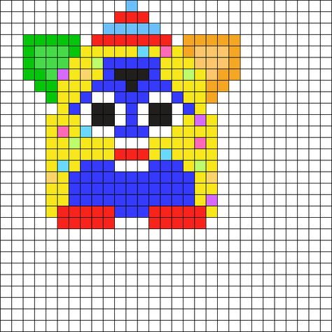 Melty Beads Patterns Templates, Clown Perler, Kidcore Perler Beads, Clown Pixel Art, Clown Perler Beads, Rave Kandi Perler Beads, Furby Perler, Clowncore Kandi, Furby Perler Bead Patterns