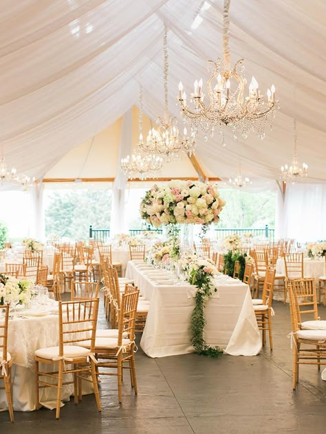 Deck out outdoor wedding decor with dreamy details, like whimsical chandeliers, that will glam up any reception. Wedding Tent Decorations, Outdoor Tent Wedding, Tent Wedding Reception, Romantic Backyard, Romantic Outdoor Wedding, Tent Decorations, Tent Reception, Elegant Chandeliers, Tent Lighting