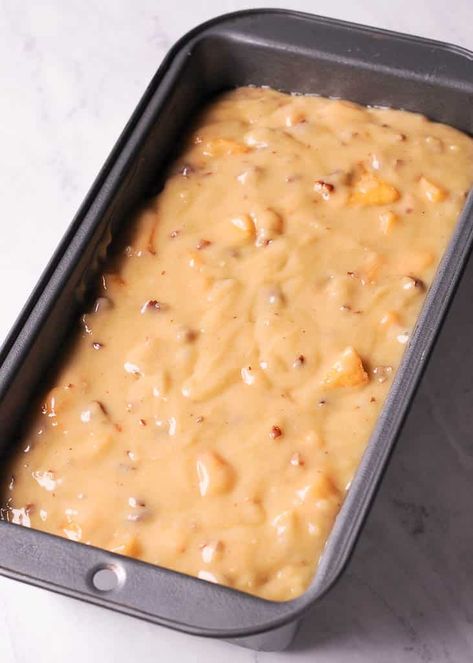 Peaches And Pecans Recipes, Peach Pecan Bread, January Baked Goods, Southern Peach Bread, Alabama Pecan Bread Recipe, Peach Loaf Cake, Peach Bread Recipe, Pecan Praline Topping, Fruit Breads