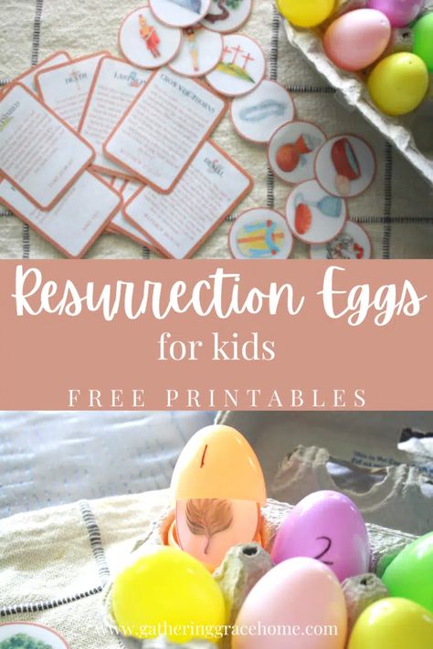 DIY Resurrection Eggs with Free Printable - Gathering Grace Home Easter Egg Resurrection Story, Resurrection Eggs Diy, Lds Easter Activities, Resurrection Eggs Printable, Diy Resurrection Eggs, Easter Resurrection Eggs, Easter Story Activities, Lego Stem Activities, Easter Story For Kids