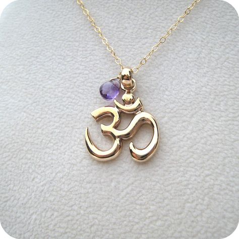 Ohm Necklace Amethyst Tattoo, Ohm Sign, Ohm Necklace, Ohm Symbol, Om Sign, Om Necklace, Meditation Jewelry, Sign Necklace, Bling Necklace