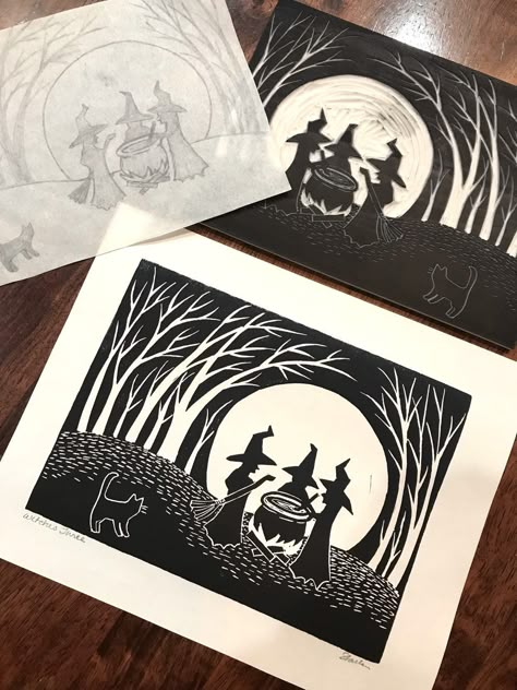 Discovery Of Witches, Clear Envelope, Arty Ideas, Woodland Nursery Wall Art, Tattoos Inspiration, Lino Printing, Linocut Printmaking, Lino Art, A Discovery Of Witches