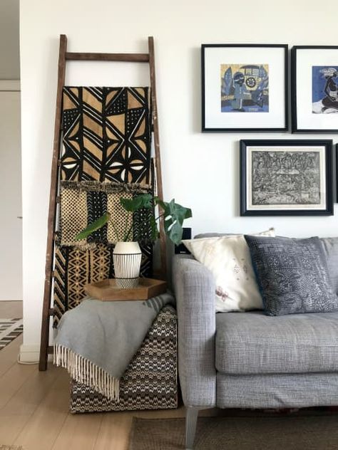 Vote on A Modern, Bohemian, Eclectic Small/Cool Space in the Small/Cool Contest | Apartment Therapy Throw Blanket Ladder, Blanket Ladder Decor, Loft Aesthetic, Wood Blanket Ladder, Blanket Ladders, Space Apartments, Bohemian Eclectic, Blanket Ladder, Plush Slippers