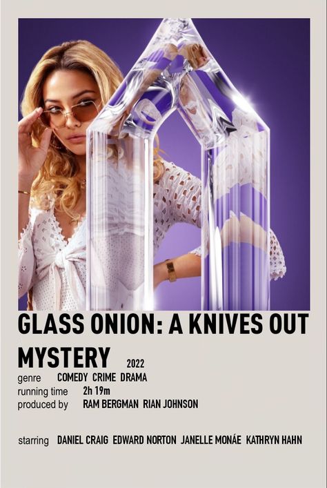 Mystery Movie Poster, Glass Onion, Rian Johnson, Edward Norton, Kathryn Hahn, Janelle Monáe, Daniel Craig, Movie Poster, Drama