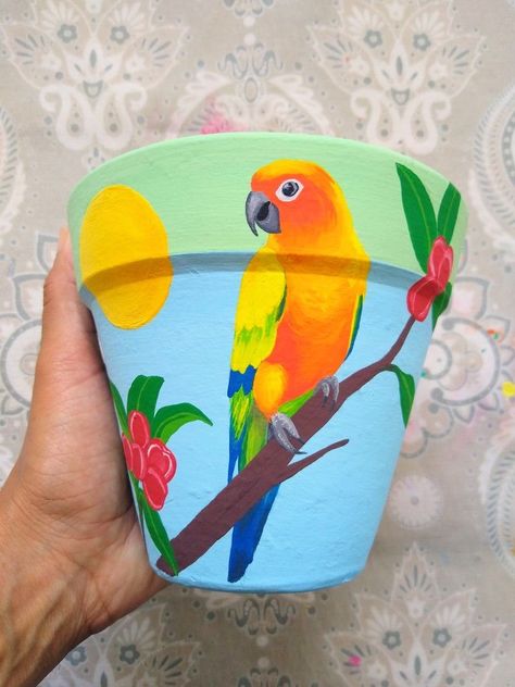 Paint Garden Pots, Balcony Decor Ideas, Terra Cotta Pot Crafts Diy, Plants Pots, Flower Pot Art, Pot Painting, Terra Cotta Pot Crafts, Painted Pots Diy, Painted Plant Pots