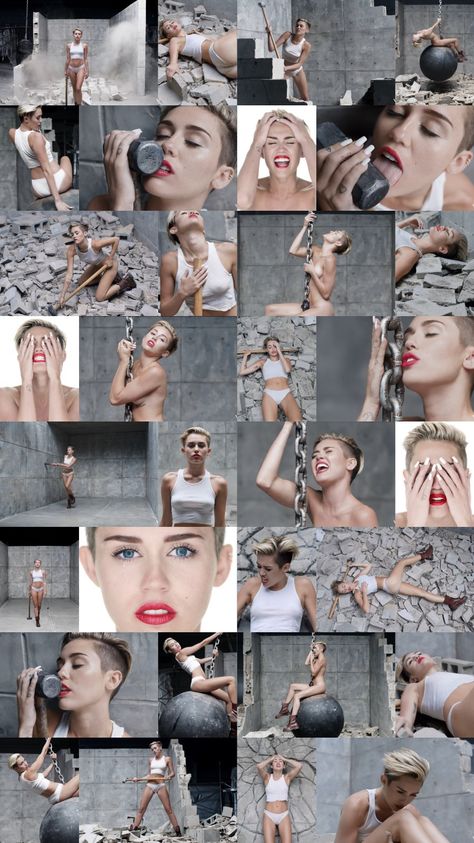 Celebs Wallpaper, Background Collage Aesthetic, Wrecking Ball Miley Cyrus, Miley Cyrus Wrecking Ball, Background Collage, Kendall Jenner Icons, Miley Cyrus Photoshoot, Miley Cyrus Style, Kunst Tattoos