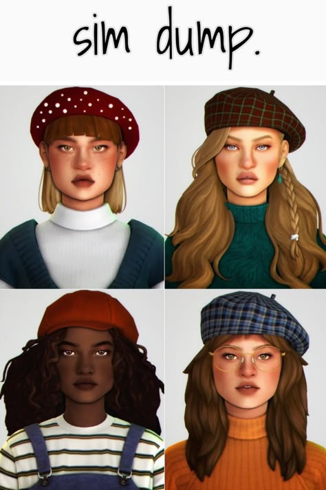 Sims 4 Content, Cc Hats, Play Sims, Free Sims, Sims 4 Teen, Sims 4 Dresses, Sims 4 Characters, Sims4 Clothes, Hat Beret