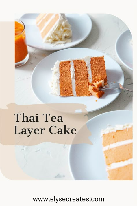 Sweet Cakes Recipes, Two Flavor Cake, Thai Tea Dessert Recipe, Tea Baked Goods, Tea Flavored Cake, Tea Flavored Desserts, Thai Tea Cake, Thai Tea Desserts, Asian Cake Recipe