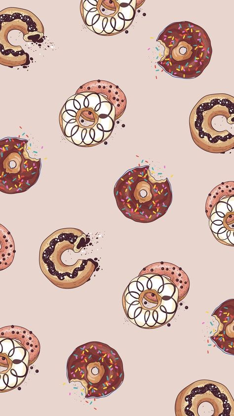 Donuts Aesthetic Wallpaper, Doughnut Wallpaper, Donut Wallpaper, Phone Wallpaper Template, Donut Background, Chocolate Aesthetic, Wallpaper Template, Retro Cafe, Cute Donuts