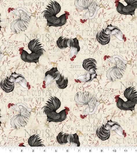 Susan Winget Farmhouse Rooster Toss Cotton Fabric | Michaels Plum Paint Colors, Plum Paint, Chicken Wallpaper, Farmhouse Wallpaper, Christmas Gift Inspiration, Country Rooster, Floral Toile, Susan Winget, Farmhouse Fabric