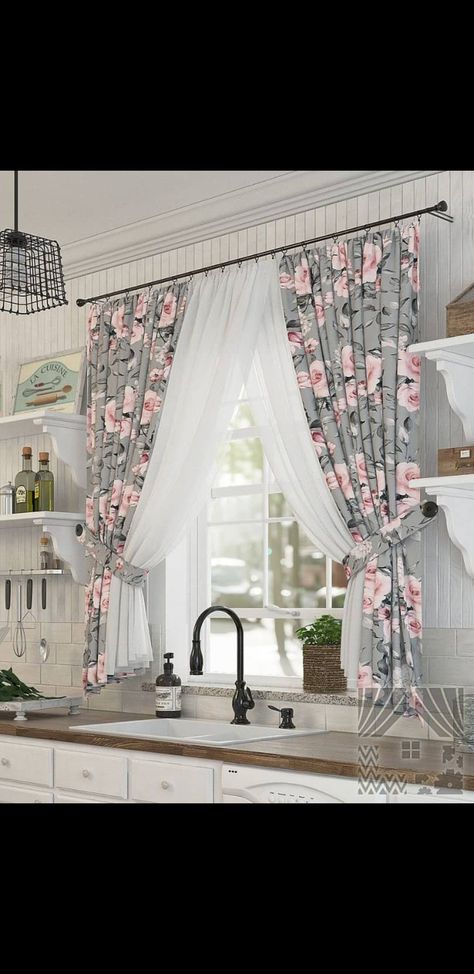 Kitchen Curtain Designs, Kabinet Dapur, Curtain Styles, Living Room Decor Curtains, Curtains Living, Home Curtains, Diy Curtains, Curtain Designs, Curtain Decor