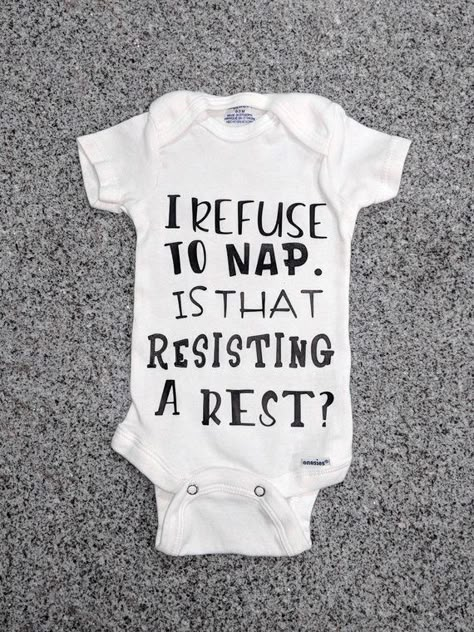 FAST SHIPPING! I Refuse to Nap, Funny Onesie, Baby Shower, Funny Baby Gift, Funny Christmas Gift, fu Cricut Onesie Ideas, Police Pregnancy Announcement, Funny Baby Onesies Boy, Onesie Ideas, Human Things, Funny Baby Boy, Cricut Baby, Funny Onesies, Baby Sleep Problems