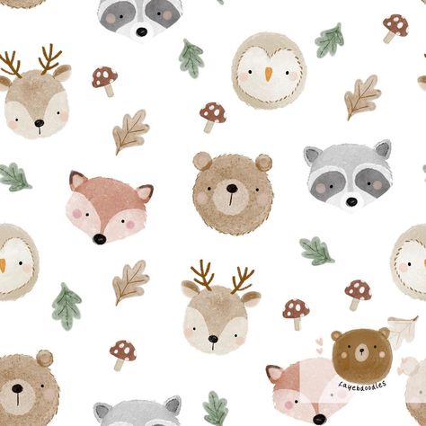 Faye B Doodles | Pattern Designer & Illustrator | Woodland Friends 🍄| Now available £25 for an exclusive colourway, or 2 for £45 Please comment to claim. Available colourways: White… | Instagram Owl Bear, Woodland Illustration, Watercolour Pattern, Autumn Pattern, Woodland Friends, Fox Pattern, Pattern Animal, Illustrators On Instagram, Fall Design