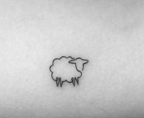 Small Lamb Tattoo For Women, Small Sheep Tattoo Simple, Cartoon Sheep Tattoo, Sheep Line Tattoo, Year Of The Sheep Tattoo, Fine Line Sheep Tattoo, Minimalist Sheep Tattoo, One Lost Sheep Tattoo, Simple Sheep Tattoo