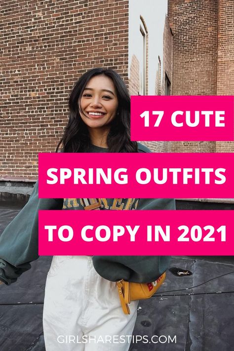 17 trendy cute spring outfits with affordable get-the-look items! | spring outfits | spring outfits 2021 | spring outfits casual | spring outfits trends | spring outfits black girl | spring outfits women | spring outfits aesthetic | trendy outfits | spring fashion, spring style | spring dresses | cute spring outfits | spring outfits for teenage girls | womens spring outfits | spring outfits casual | casual spring outfits | spring casual outfits | spring break outfits | spring outfit ideas Final Exam Outfit, Exam Outfit, Gig Outfit Ideas, Spring Outfits College, Simple College Outfits, Outfits Aesthetic Trendy, Spring Outfits Black, Spring Outfit Ideas For Women, Gig Outfit