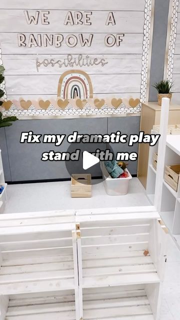 Ashley ∣ Kindergarten ∣ PreK on Instagram: "Time to fix this dramatic play stand!✨

I’ve had this dramatic play stand for four years, and it’s been well loved! However, it’s on its last leg! Couple of the slats have come off and the paint has faded! It’s time to give this stand an upgrade!

It’s super simple and easy to make on your own (trust me, I am not a handy person!) I got four large wooden crates from @michaelsstores and use gorilla wood glue to glue them together! No nails,no having to deal with screws, this glue worked perfectly! topped it off with some spray paint, along with adding two pieces of scrap wood to the side with wood glue, and it was ready to use!

this year instead of remaking, the entire thing I stopped over at Home Depot got two little pieces of wood to glue to the Dramatic Play Stand, Large Wooden Crates, Play Shop, Instagram Time, Dramatic Play, Wooden Crates, Scrap Wood, Wood Glue, Better Love