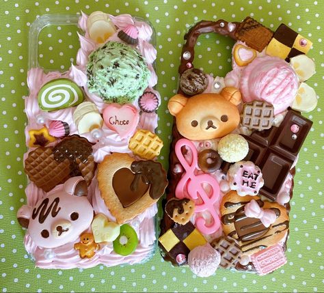 Decoden Ideas, Choco Biscuit, Decoden Phone Cases, Decoden Diy, Decoden Case, Neapolitan Ice Cream, Phone Case Inspo, Decoden Phone Case, Kawaii Phone