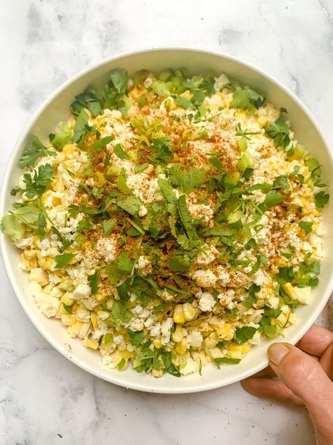 Mexican Street Corn Salad (Esquites) Easy Weekday Lunches, Kathleen Ashmore, Weekday Lunches, Street Corn Salad, Spicy Almonds, Mexican Street Corn Salad, Antipasto Salad, Summer Corn Salad, Mexican Street Corn