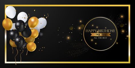 Banner Birthday Design, Black Ballons, Frozen Background, Birthday Dp, Birthday Card Background, Gold Birthday Banner, Happy Birthday Logo, Happy Background, Happy Birthday Clip Art