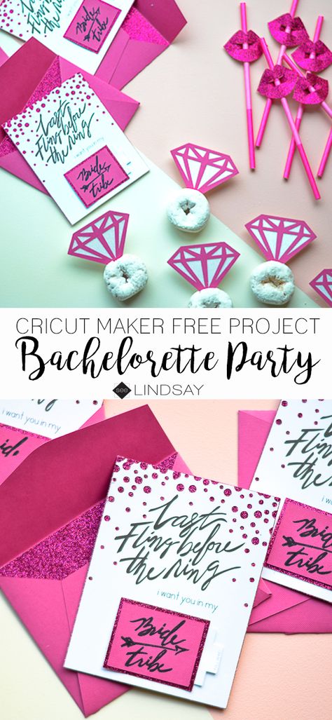 Use the Cricut Maker free projects to create a Bachelorette Party Frugal Wedding, Cricut Wedding, Bachelorette Party Planning, Birthday Party 21, Bach Party, Lou Lou, Cricut Tutorials, Cricut Maker, Party Inspiration