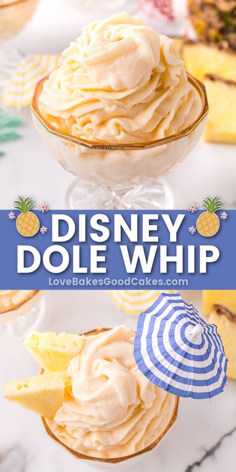 Disney Dole Whip pin collage Disney Dole Whip, Frozen Dessert Recipe, Food Shapes, Dole Whip, Favorite Dessert Recipes, Small Desserts, Yummy Desserts, Best Dessert Recipes, Frozen Desserts